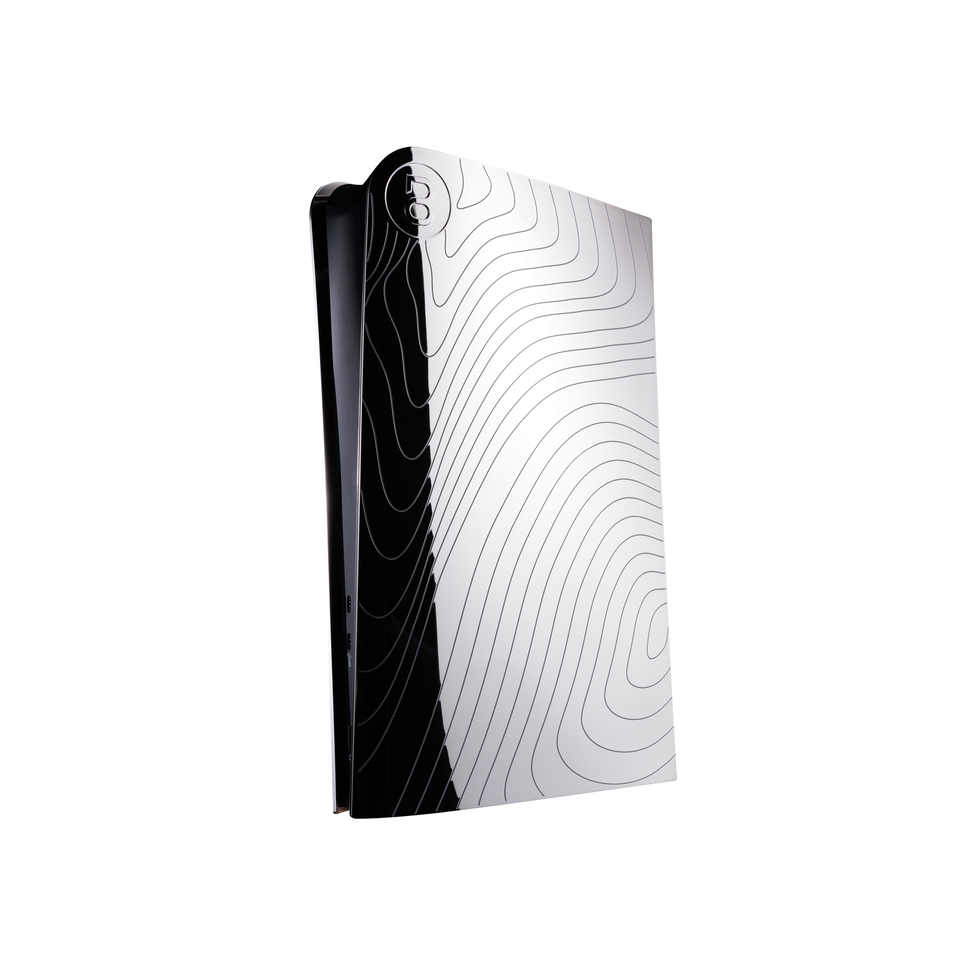 PS5 Slim Cover Hochglanz Chrom "Wellen"