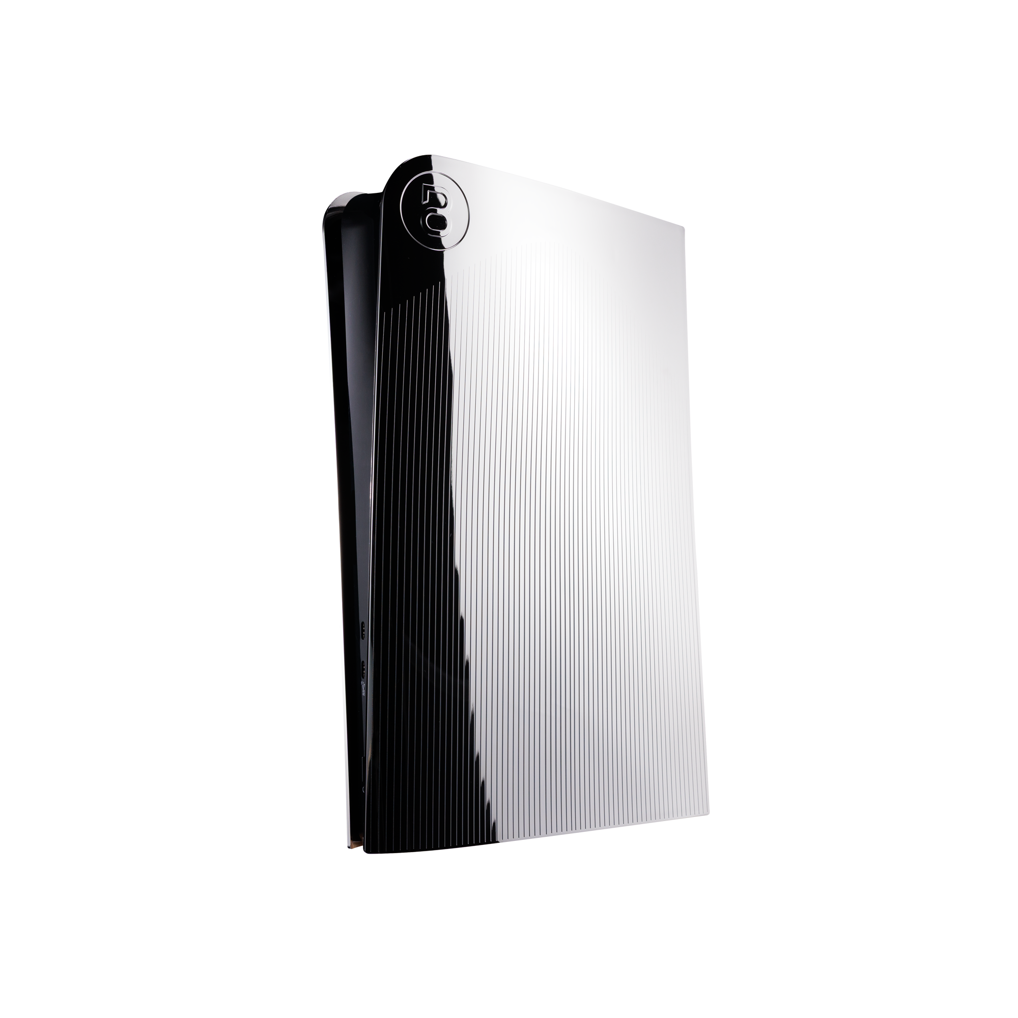 PS5 Slim Cover Hochglanz Chrom "Linien"